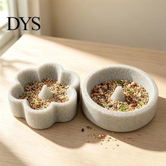 Spill Proof Parrot Dish Pumice Stone Bowl, Bird Water Durable Food Dish, Cage Feeder for Cockatoo Cockatiel Conure Parakeet Non Stick Waterer
