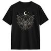Vintage T Shirt Beach Bat & Moon Gothic Witch Occult Art Lovers Hippie T Shirts Cotton Tshirt for Men's Y2K Classic Print Tops