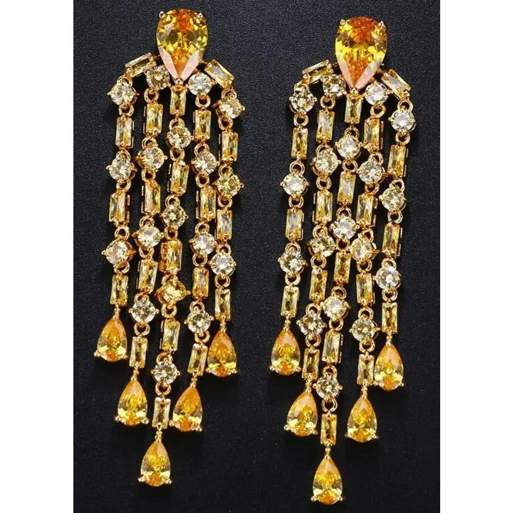 Emmaya Luxury Long Earrings For Women Wedding Party AAA Clear Cubic Zirconia Tassel Earrings Party Wedding