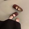 Designgefühl plissierte runde Zehen Mary Jane Einzelne Schuhe Damen Sommer 2025 neu flacher Mund Wort mit flachem Boden Pendler Damenschuhe