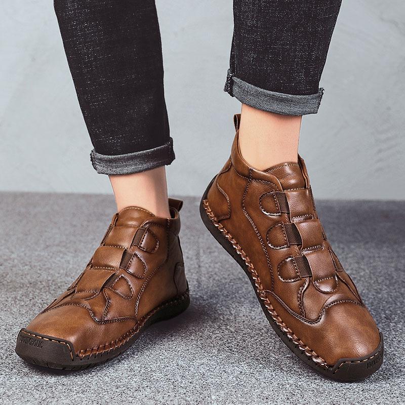 Large Size New Men's Casual Shoes Korean Version of Trendy Foot Leather Shoes Medium and High Top Outdoor Men's Shoes Foreign Trade Shoes