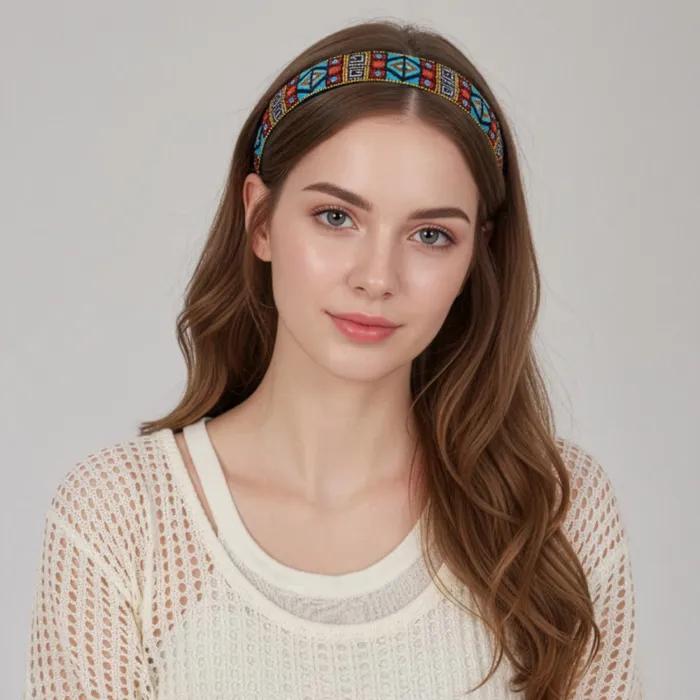 LALA Jacquard African Pearl Headband P-Purple