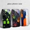 Animal Footprint Stone For iPhone 17 Air 16 E 15 Plus 14 Pro Max 13 12 mini 11 5 6 7 8 Plus XR XS Max SE Black Glass Phone Case