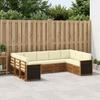 Outdoor Corner Sofa Set with Cushions 7 pcs Natural and Cream