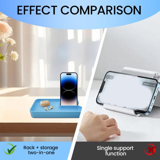 Phone Stand with Tray Desktop Phone Holder Storage Tray Desk Organizer Earphone Holder for Office Home Desk