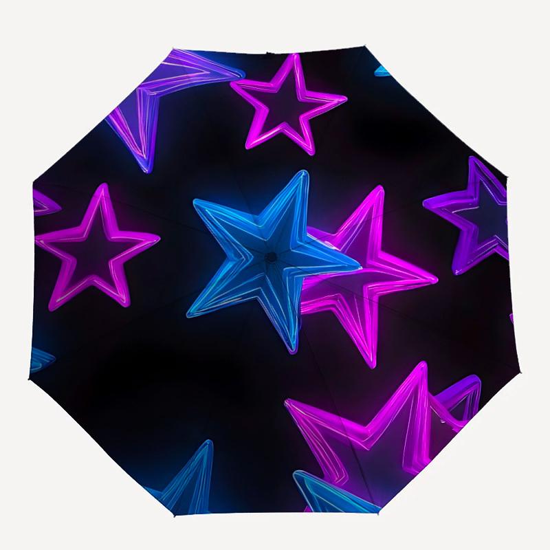 

1pc Neon Stars Automatic Open/Close Umbrella, Compact Travel Umbrella, 8-Rib Sturdy Frame - Ideal Gift for Friends yy251118017