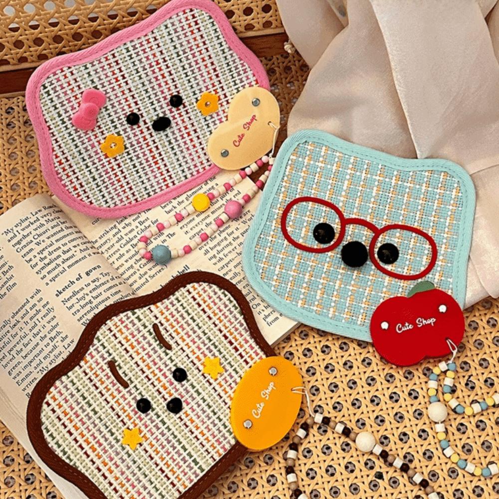 Dopamine Bright Color Animal Shaped Palm Fan Cartoon Animal Woven Handheld Fan Photo Prop