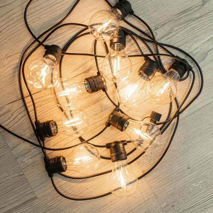 Guirlande d'extérieur style guinguette MOOVERE lumière d'ambiance solaire+batterie rechargeable led