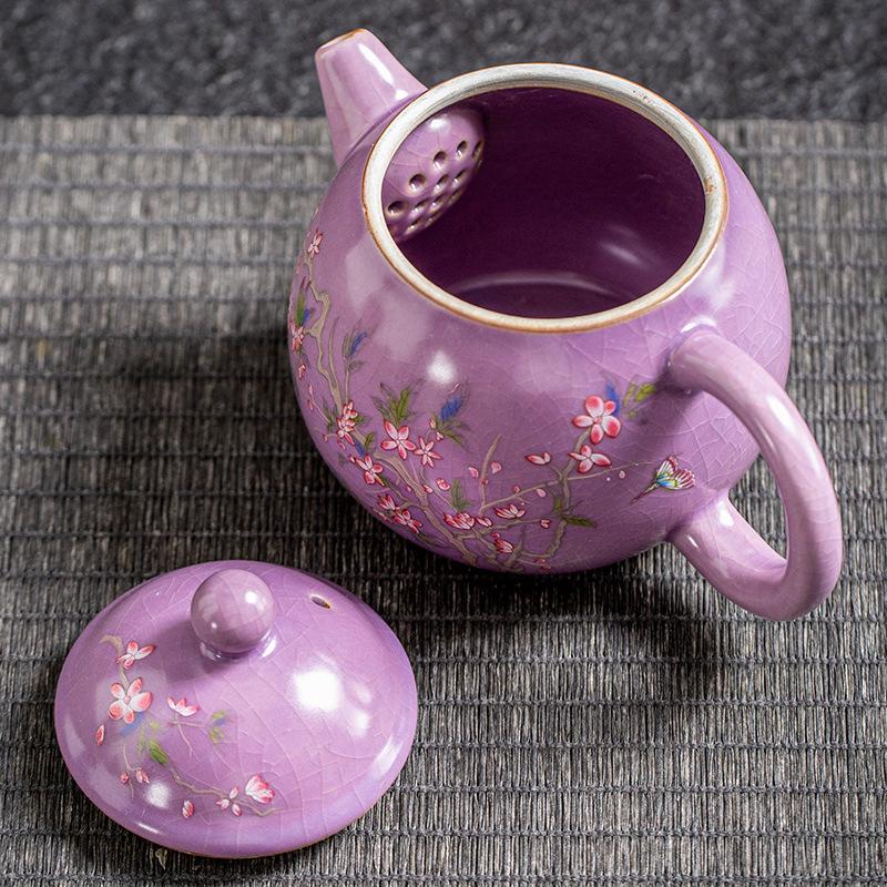 Fialový porcelánový čajový set z pece Ru 2025 nový speciální pro přípravu čaje domácí malý čajový stolek kompletní sada lehký luxus špičkový