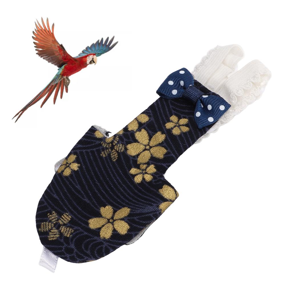 Verstellbare Vogelwindel mit goldenem Blumenmuster für Haustiere wie Aras, Wellensittiche, Nymphensittiche und Finken.