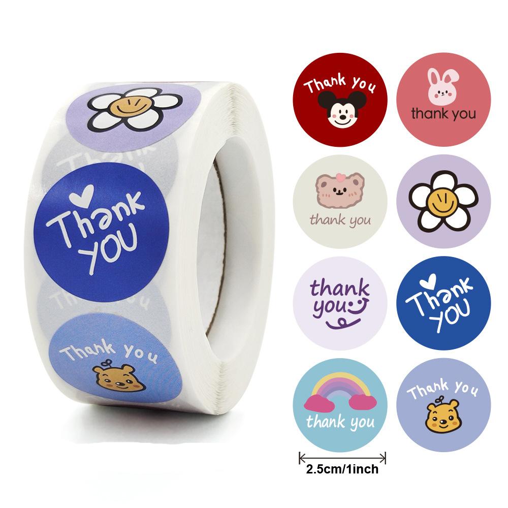 50-500pcs Cute Cartoon Thank You Stickers For Party Gift Decoration Packaging Label Reward Children Stationery Sticker
