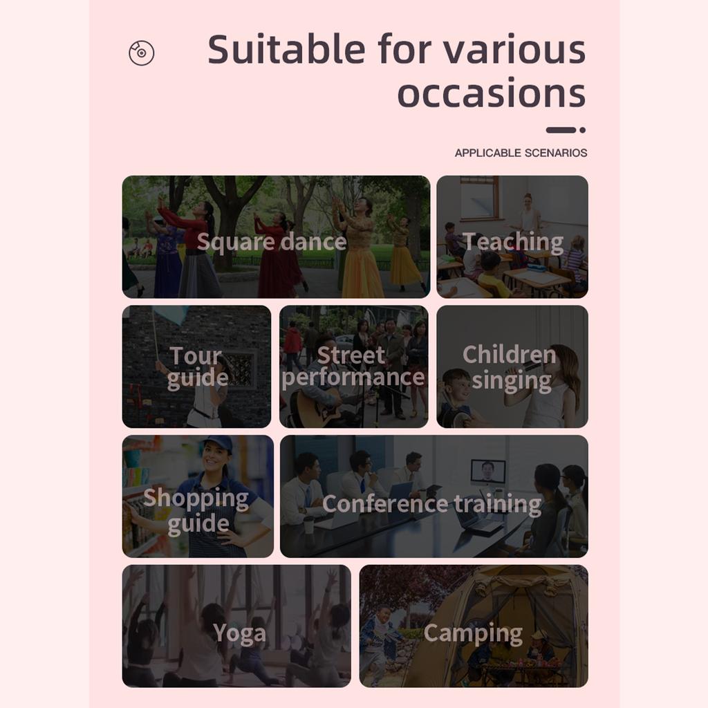 Mini BT Karaoke Machine Karaoke Speaker con microfoni wireless Effetto luce colorata abbagliante per