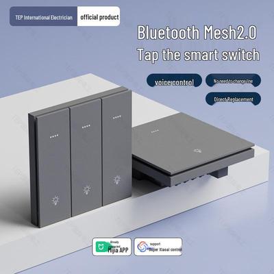 Zero Fire Ypač plonas 4 klavišų išmanusis jungiklis su valdymu balsu ir Bluetooth Mesh 2.0, Suderinamas su Mijia APP