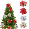 5pcs Glitter Pink Christmas Flowers Xmas Tree 14cm Artifical Flower Ornaments 2025 Merry Christmas Decoration For Home New Year