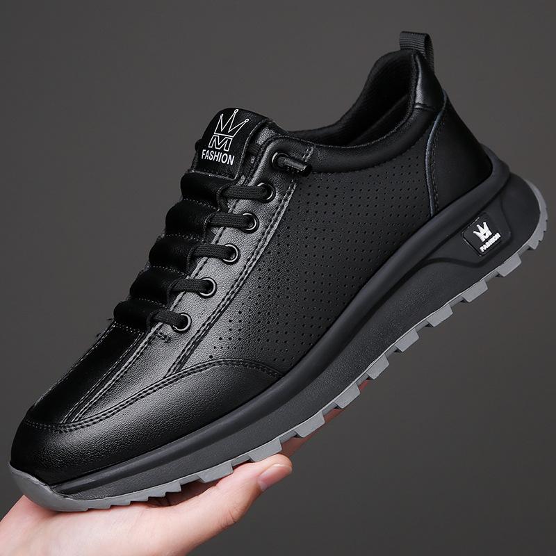 Fashion Fashion Casual Cow Leather Sneakers for Men Spring Autumn New Designer Hallow Out Breathable Platform Shoes Sneakers Man