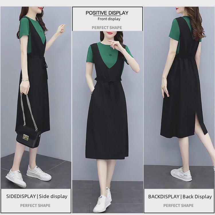 2023 Europäischer Sommer Midilanges Slim Zweiteiliges Lässiges Trägerkleid für Damen