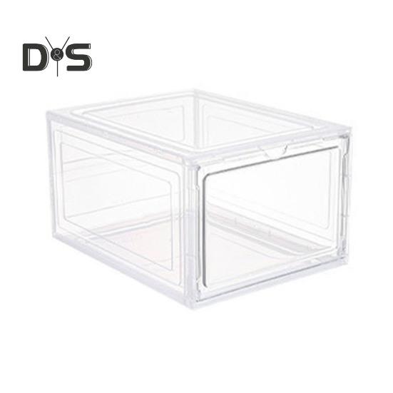 

Прозрачный ящик для хранения обуви с магнитной дверью, большой емкости, штабелируемый, прозрачный, пылезащитный, контейнер-органайзер для обуви Front Open белый