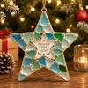 Coastal Style Holiday Decor 2Pcs Sea Glass Christmas Ornament, Seaglass Heart Bird Angel Tree Star Decorative Acrylic Pendants Snowman Pendant,