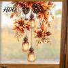 Reusable Window Stickers Fall Thanksgiving Static Clings Autumn Pumpkin Maple Leaf Floral Glass Decals Decals Removable Harvest Season for Home Shop
