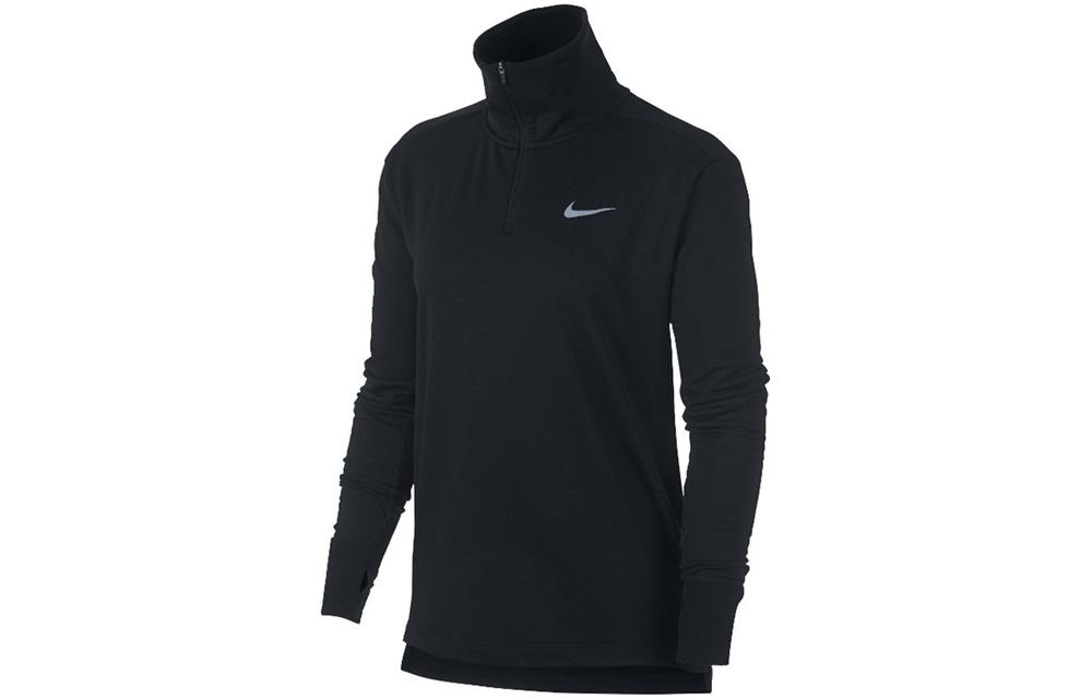 Nike T Shirts Women s Black Stand Collar Moderate Straight Fit 928754-010 M