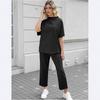 2025 Euro-American Spring/Summer Solid Color Two-Piece: Versatile Wide-Leg Pants & Top Set