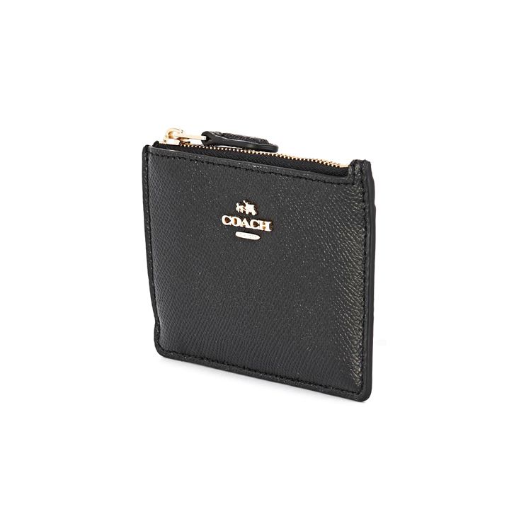 Coach Skinny Id Case Solid Color Leather Card Holder Mini Women Card Holder Black 57841-LIBLK