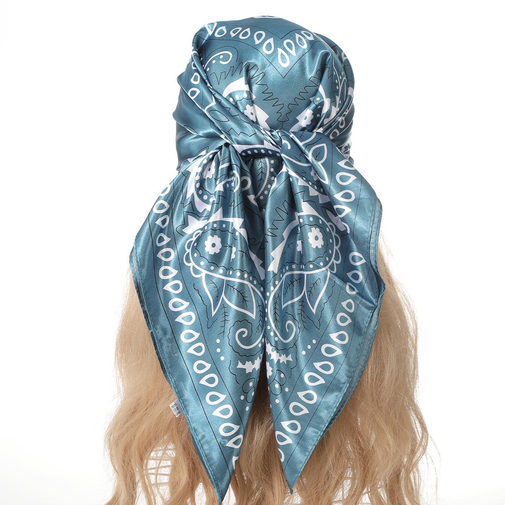 AWAYTR Satin Cashew Headband Hair Scarf Bands for Women Party Headwear Elegant Print Bandana Turban Hairband Headpiece