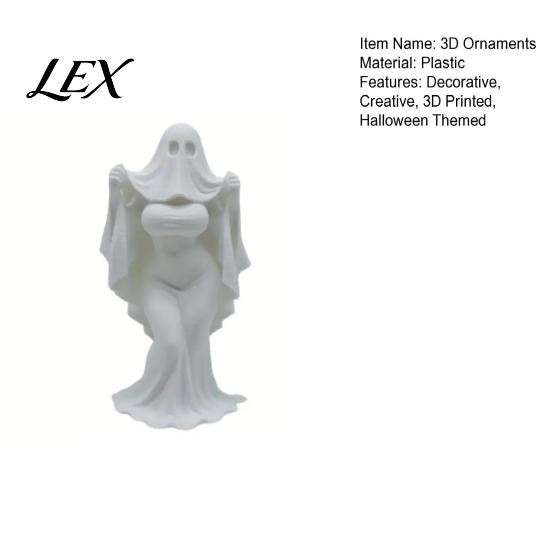 Moisture-proof Spooky Ornament 3D Printed Halloween Ghost Bride Statue Ornament, Female Figure Sculpture with Anti-fall Decor Stable Base, Decorative