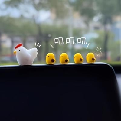 5 Stück/Set süße Mini-Huhn-Autoornamente, Auto-Mittelkonsole, Rückspiegel-Dekoration, Auto-Armaturenbrett-Dekoration,