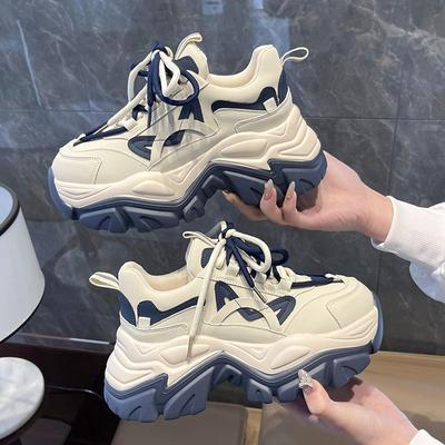 Fried Street Dad Shoes Women's Ins Trendy Spring and Autumn New Muffin Women's Shoes Thick Bottom Versatile Height Increasing Casual Sneaker