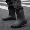 Men's Waterproof Mid-Calf Non-Slip Rain Boots: Korean Style Fashion Rubber Slip-On