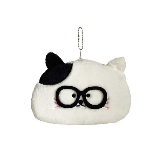 Cute Animal Pen Bag Kids Plush Cat Dog Pencil Pouch Stuffed Animal Wearing Glasses Zippered Stationery Bag for School Students Girls And Boys