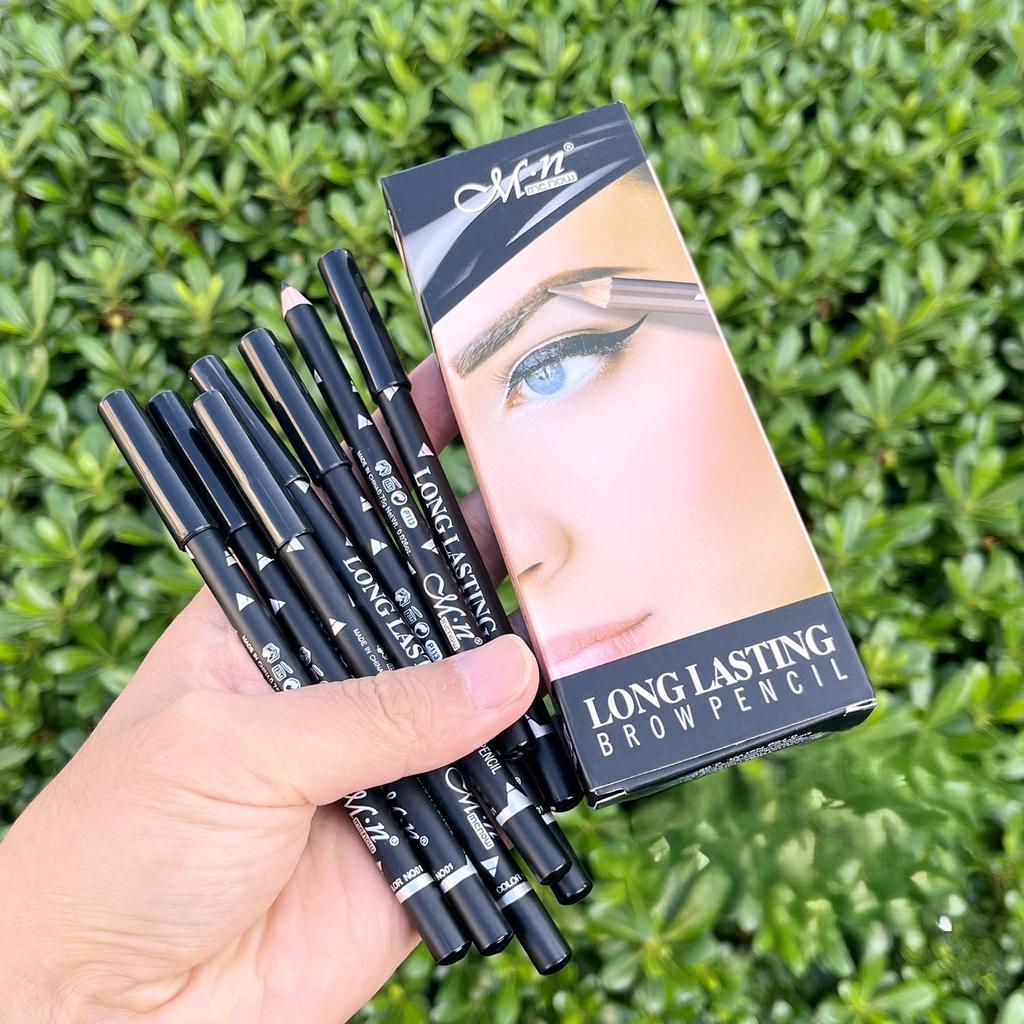 Meinuo Waterproof Long-Lasting Smudge-Proof Black Eyeliner Pencil with Wooden Handle for Professional Makeup and White Highlighting.