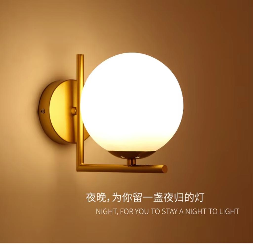 Simple Modern Molecular Spherical Wall Lamp Gold Black Bedroom Bedside Lamp Creative Nordic Wall Engineering Lamps Wall Decor