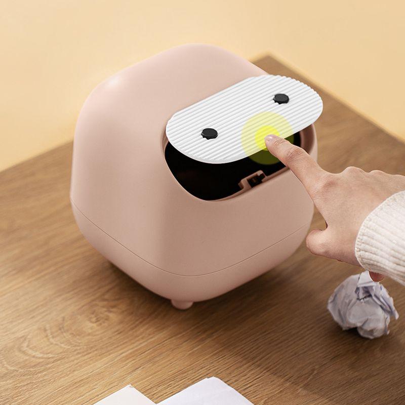 Ninja Desktop Trash Can Mini Multifunctional Double Layer Contrasting Color Pressing Trash Can Household With Lid Living Room