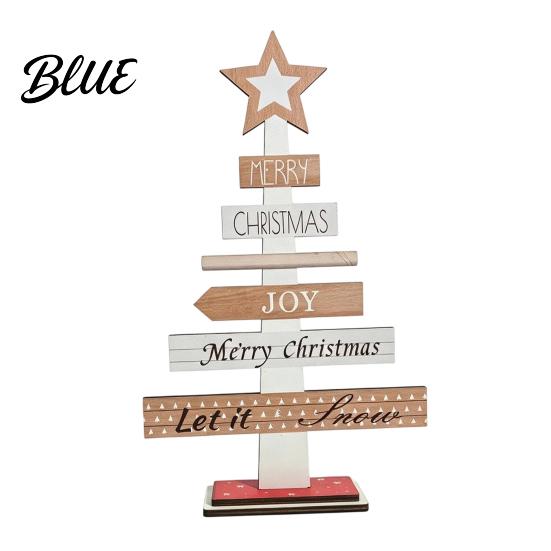 Solid Wood Holiday Festive Home Wooden Letter Tree Ornament Ornaments Christmas Sign Decorative Decor Pieces