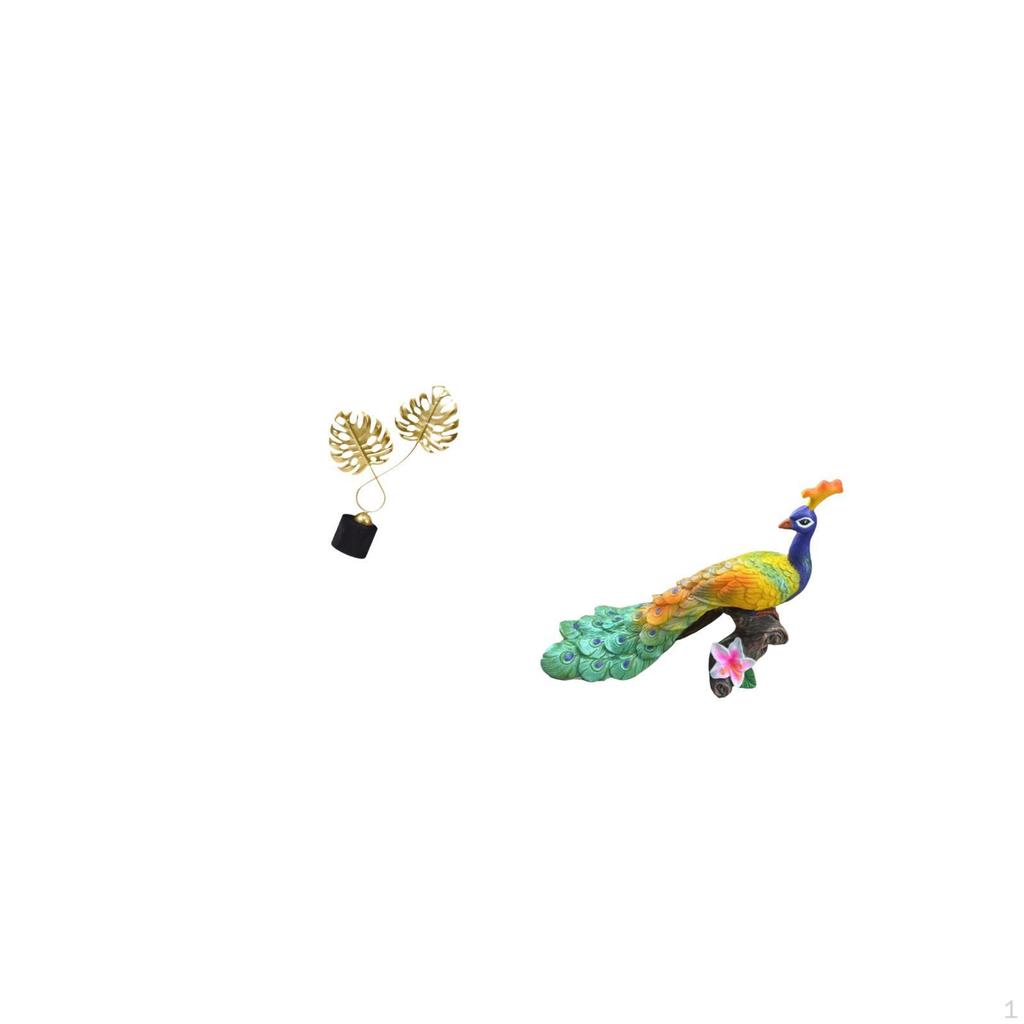 Elegant Peacock Figurine Sculpture Artistic Tabletop Ornament for Home Garden Desk Cabinet Indoor