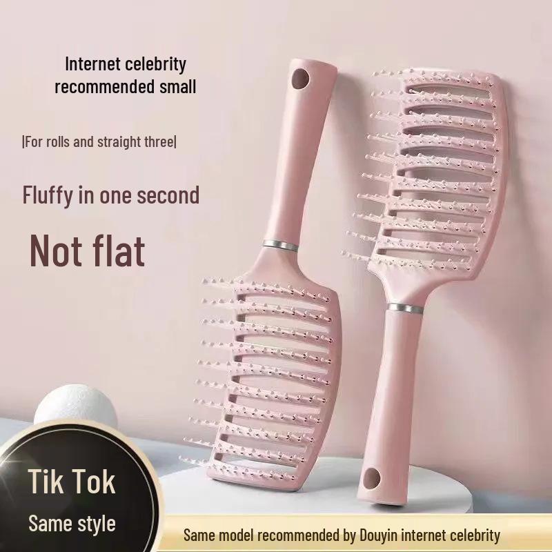 Yangzi Styling Fluffy Comb: Women's Portable Hairdressing Brush for Long Hair, Massage & Travel-Friendly, Curved & Vented Design.