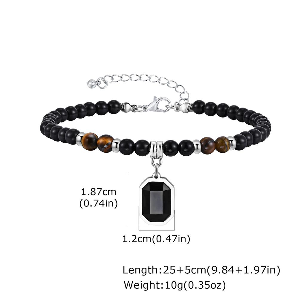 Modisches Boho Naturstein Fußkettchen für Herren Edelstahl Perlen Kette Fußkettchen Wasserdicht Fußschmuck Sommer Strandparty