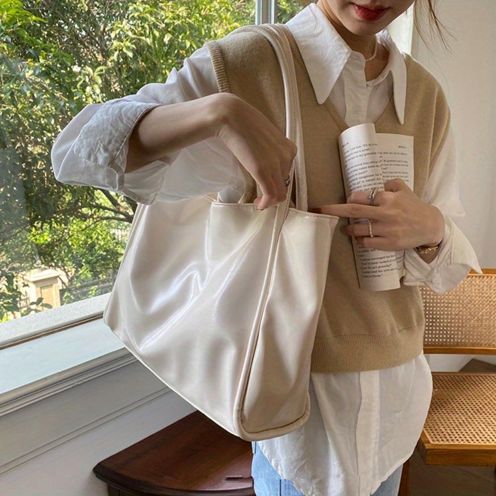 Women's Minimalist Tote Bag Large Capacity Shoulder Bag Ladies Solid Color Bag for Work