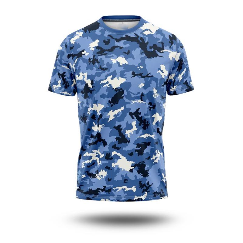 3D Printed Camouflage Quick-drying Breathable Men's T-shirt, Fitness Outdoor Tactical Casual Sports Loose Training Team Uniform