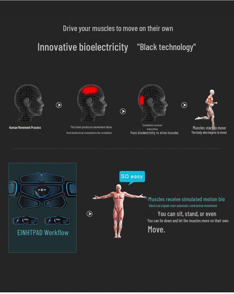 Rechargeable Smart Abdominal Muscle Stimulator Belt with Eight Massage Pads