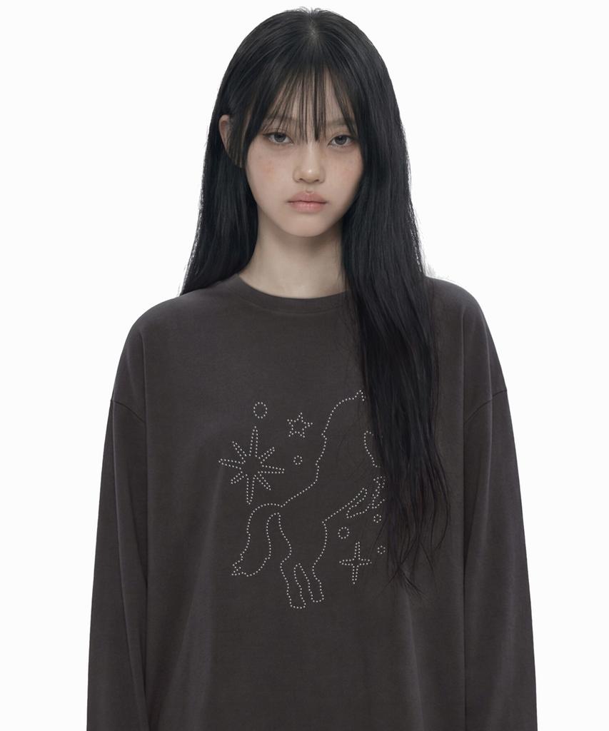 GRAVER [Unisex] Stud Dots Pony Long Sleeve T-Shirt_3 Colors