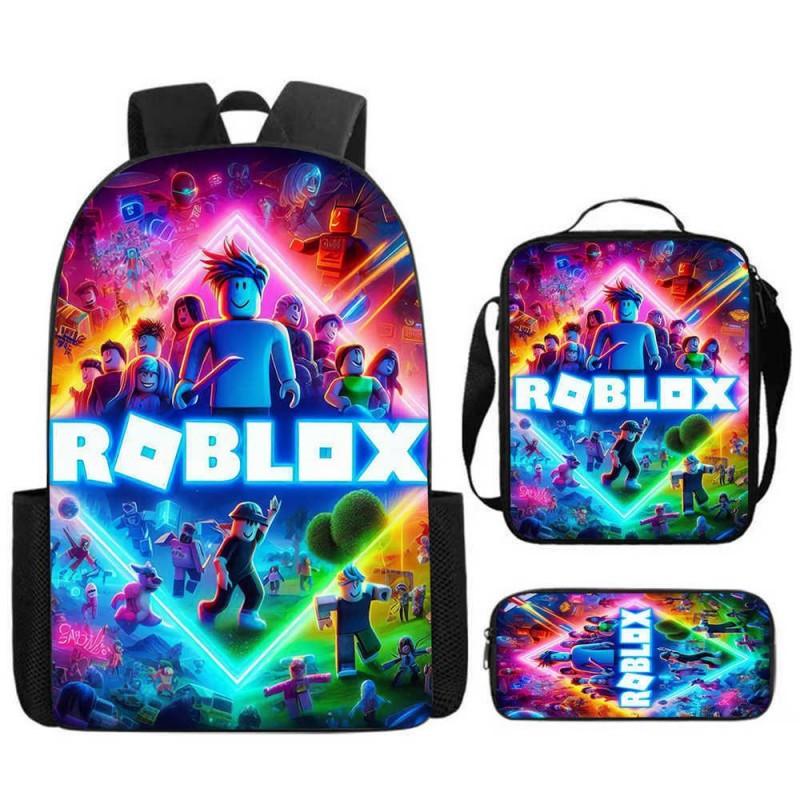 ROBLOX Themed Kids Backpack School Lightweight Durable Oxford Fabric Bag With Padded Straps Cartoon Print Grades 1-9