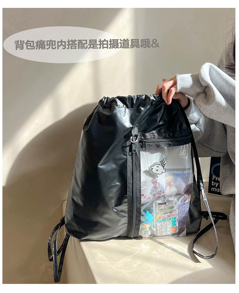 ins wind, drawstring pain bag convenient backpack simple casual cute sweet two-dimensional capacity lightweight backpack female