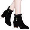 Thickened short boots women's thick heel 2025 autumn and winter warm Internet celebrity women's shoes non-slip versatile high heels velvet women