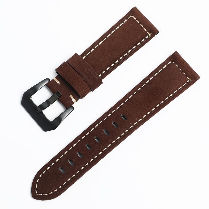 Panerai Mattes Vollnarbiges Rindsleder Vintage Crazy Horse Sport Echtes Leder Uhrenarmband 22/24.