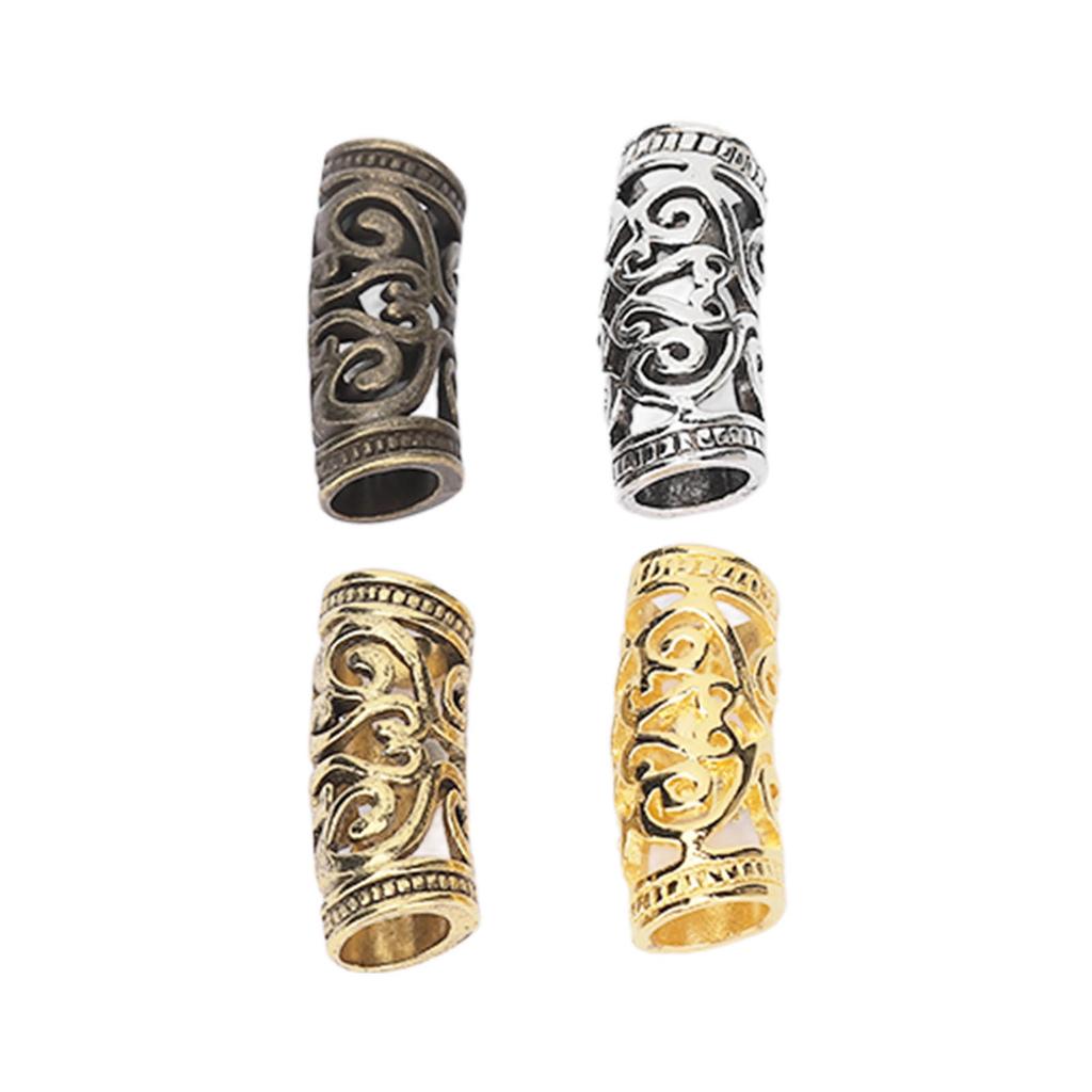 48 ks korálků na vlasové dredy 4 barvy Vintage Alloy vlasový korálek na vousy pro zaplétání vlasů DIY šperky