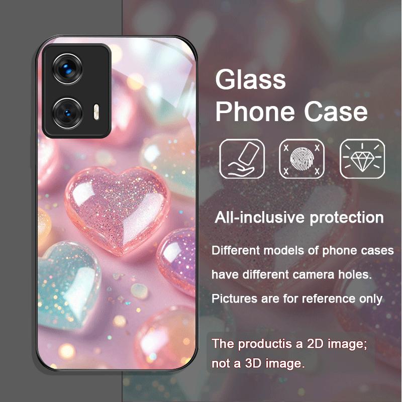 

Стильний рожевий чохол-кришка для телефону Motorola Moto G85 G84 G75 Edge 50 Fusion 40 Neo 30 Pro 5G у формі серця з кристалами, загартоване скло Motorola Edge 30 Pro