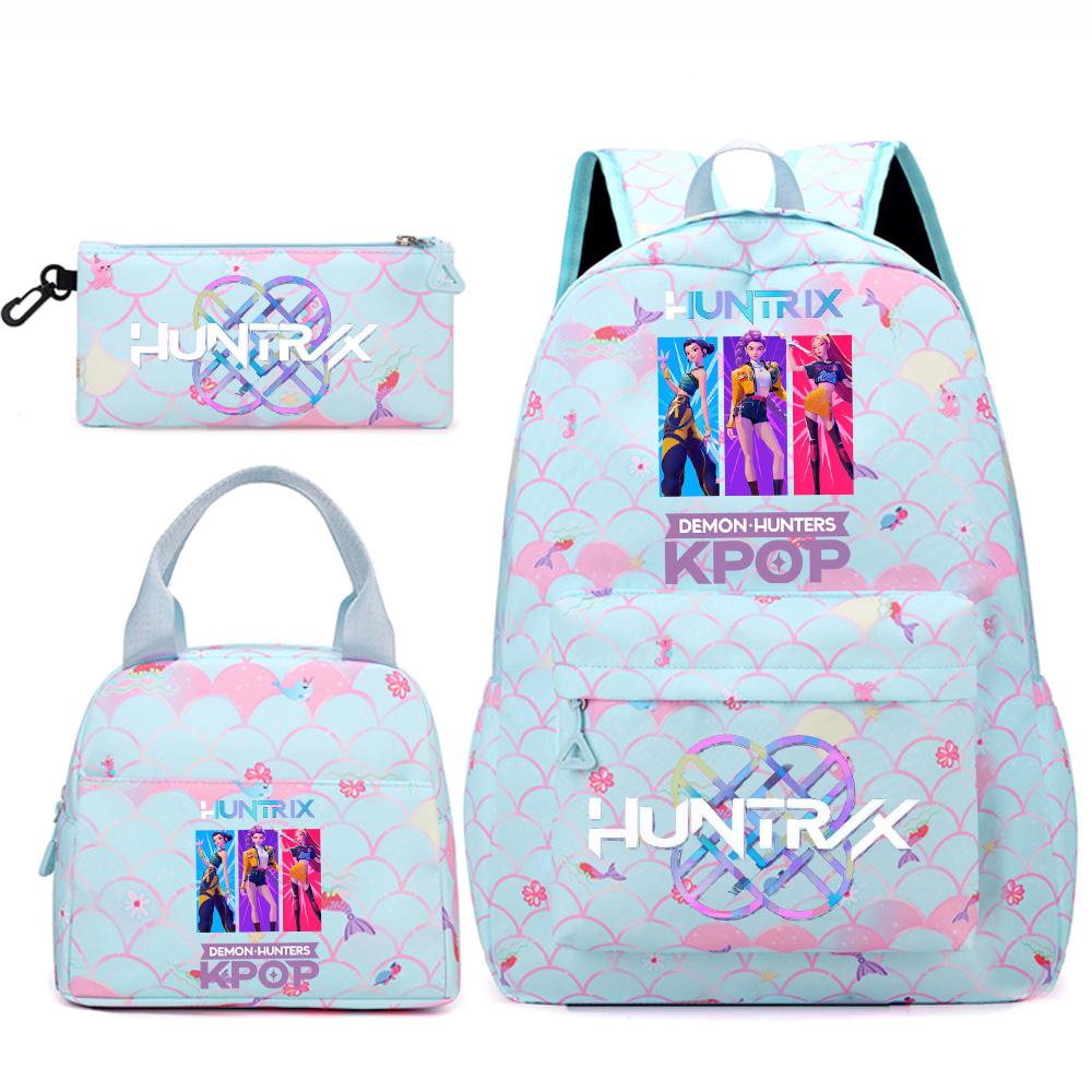 3 Stück/Set Anime Niedlich Kpop Bedruckter Rucksack Handtasche Federmäppchen für Teenger Studentin Student Junge Schultasche Kinder Schultasche Große Kapazität Reisetasche Geschenk